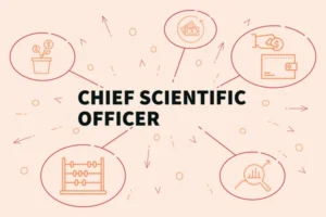 "Chief Scientific Officer leading a team in a biotech lab"