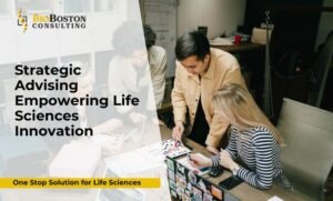 Life sciences strategic planning meeting with consultants