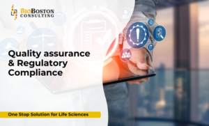 Life sciences professionals reviewing quality and compliance documents