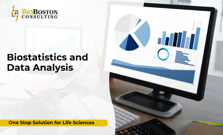Biostatistics consultants analyzing clinical trial data"