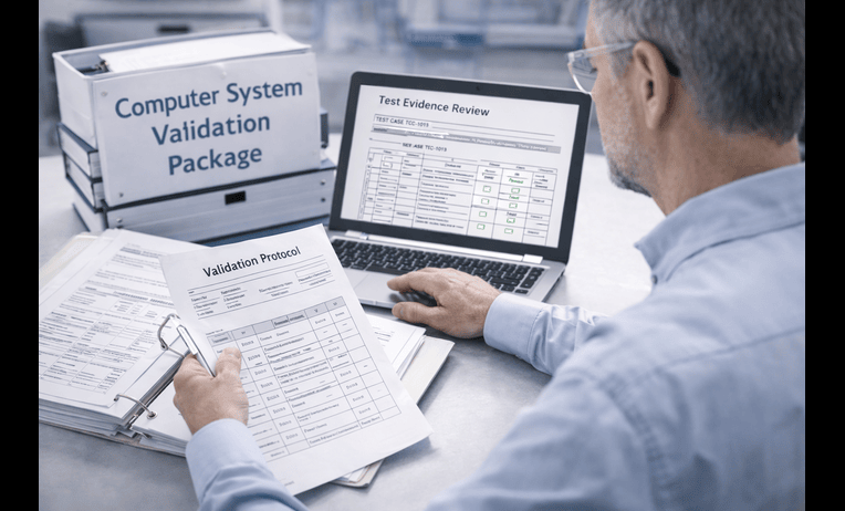 computer system validation consultant reviewing GxP software validation strategy