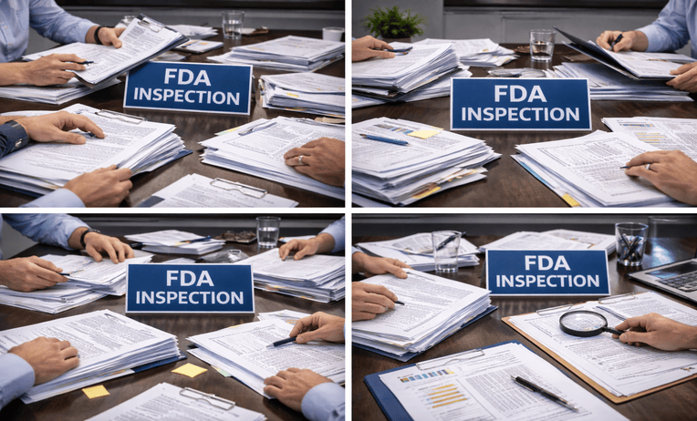 Cross-functional FDA inspection readiness review before a live inspection window