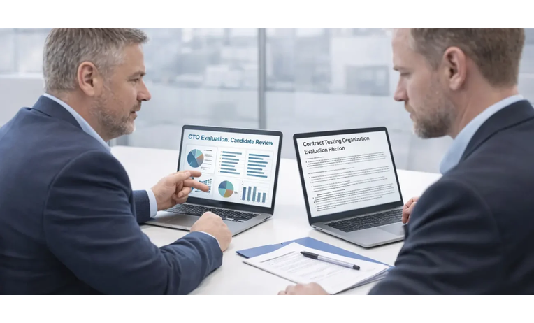 Clinical research professionals analyzing trial data, patient recruitment metrics, and regulatory workflows across connected healthcare and research environments.