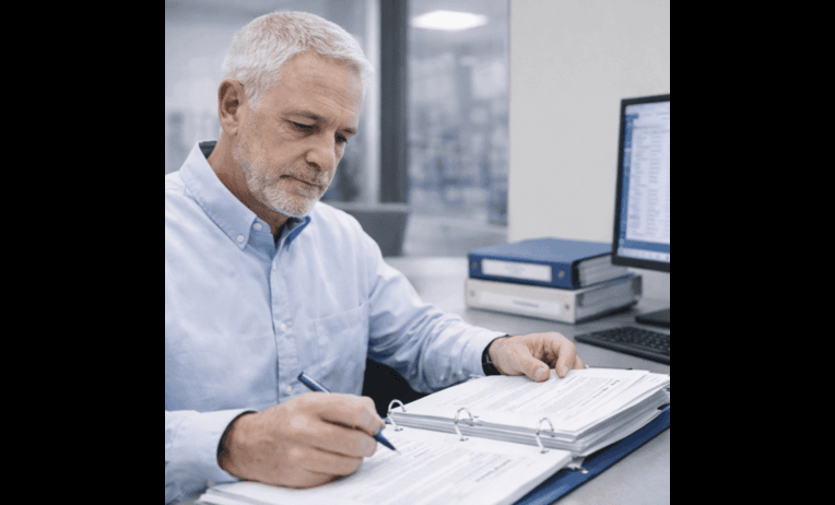 Electronic quality management system dashboard showing automated compliance tracking, digital document control, audit management, workflow automation, and performance analytics.